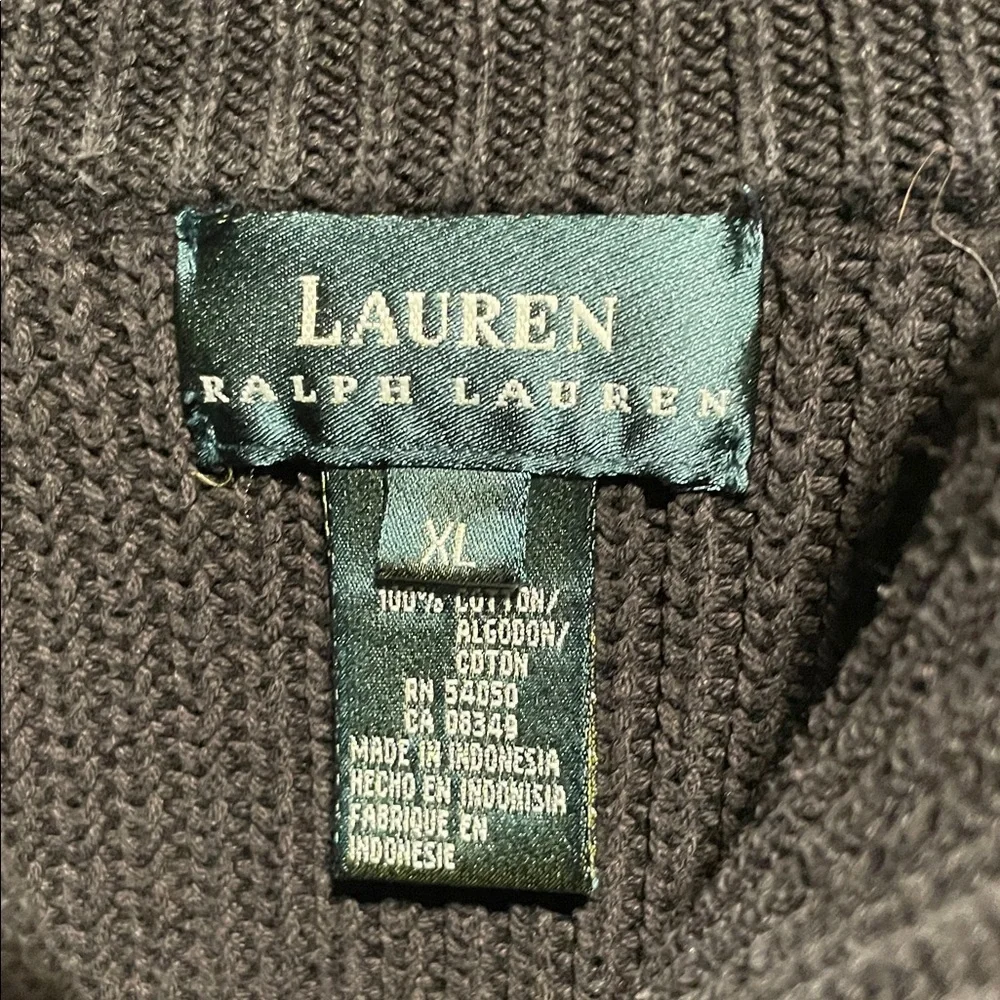 Lauren Ralph Lauren Black Shawl Collar Stiff Ribbed Knit Pullover Sweater